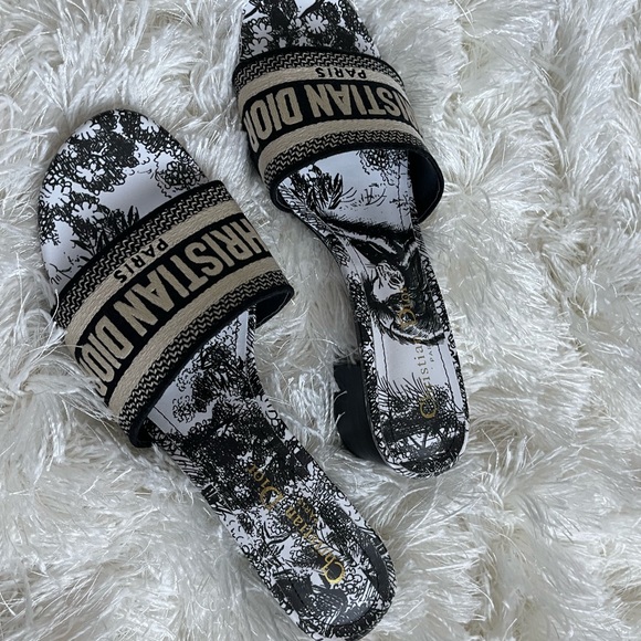 Christian Dior Black and White Sandals with 2” Heels - Picture 2 of 5